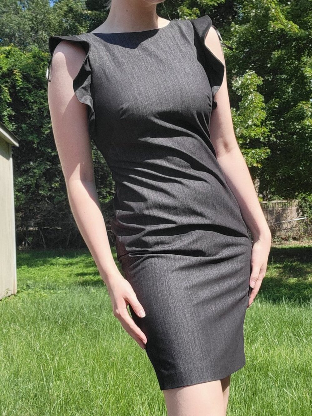 ❝ Calvin Klein grey mini length sheath dress . ❞